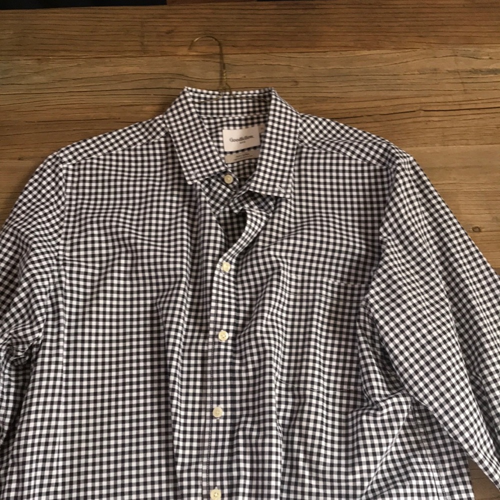 Goodfellow dress shirt gingham black and white